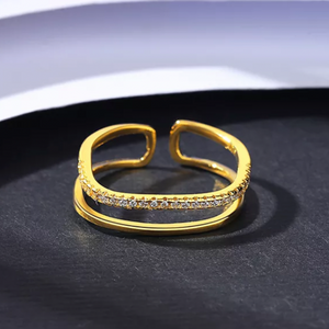 Double Layer Stacking Ring, 14ct Gold Plate