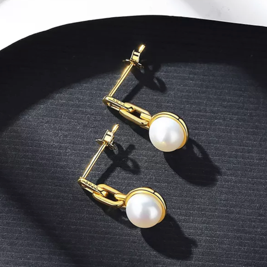 Pearl Drop Earrings, 14ct Gold Plate