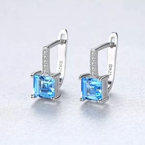 Sky Blue Topaz Stud Earrings, Sterling Silver