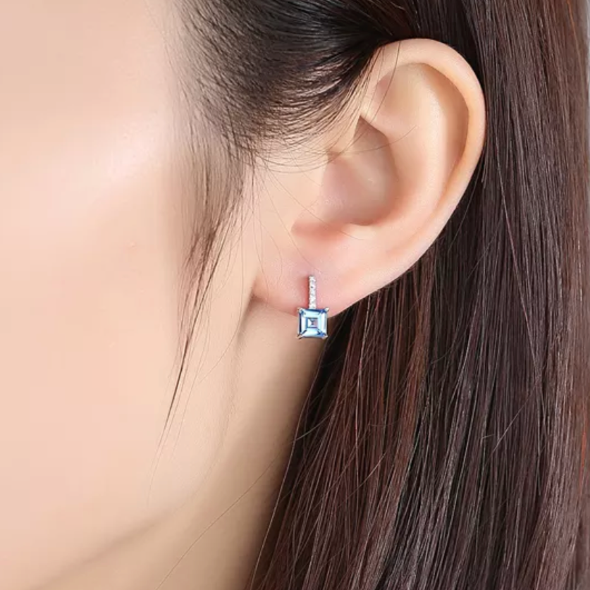 Sky Blue Topaz Stud Earrings, Sterling Silver
