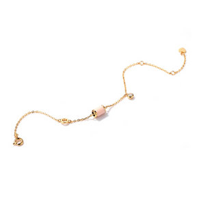Pink Enamel Bar Charm Bracelet, 14ct Gold Plate