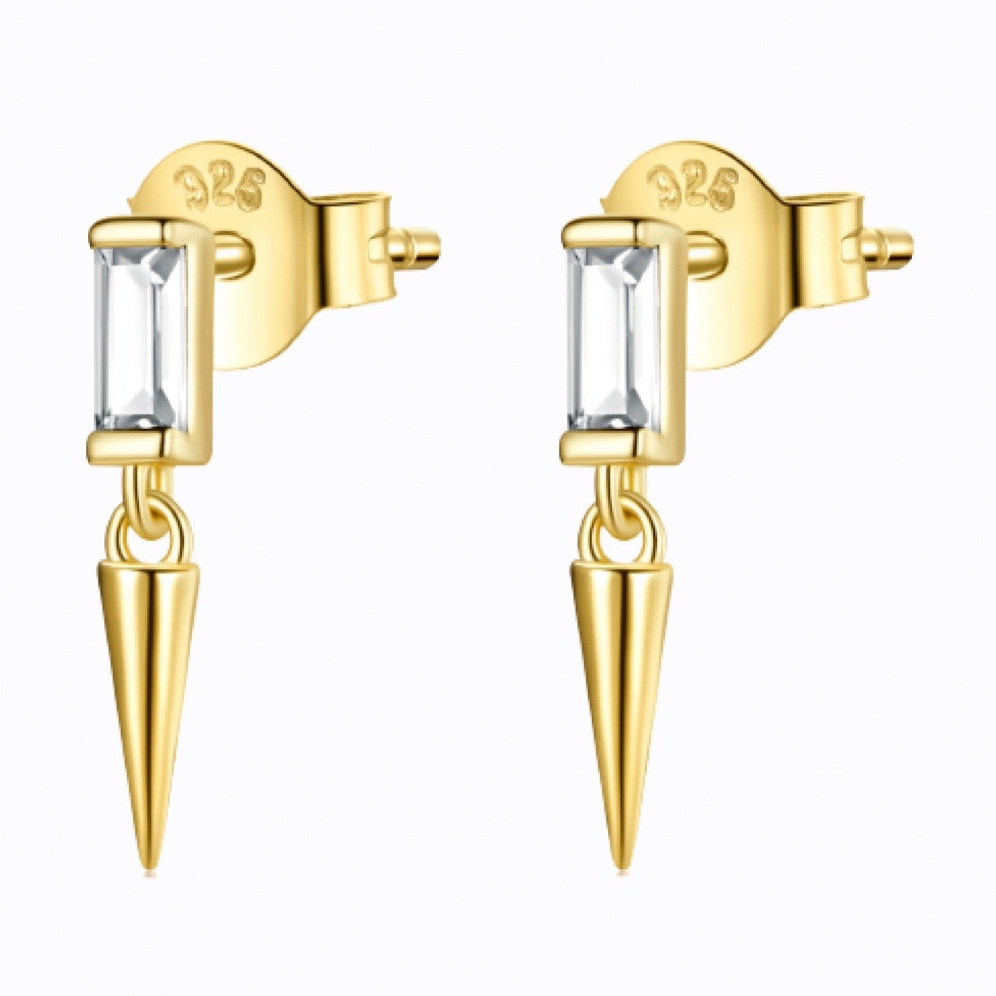 Mini Spike Drop Stud Earrings, 18CT Gold Plate