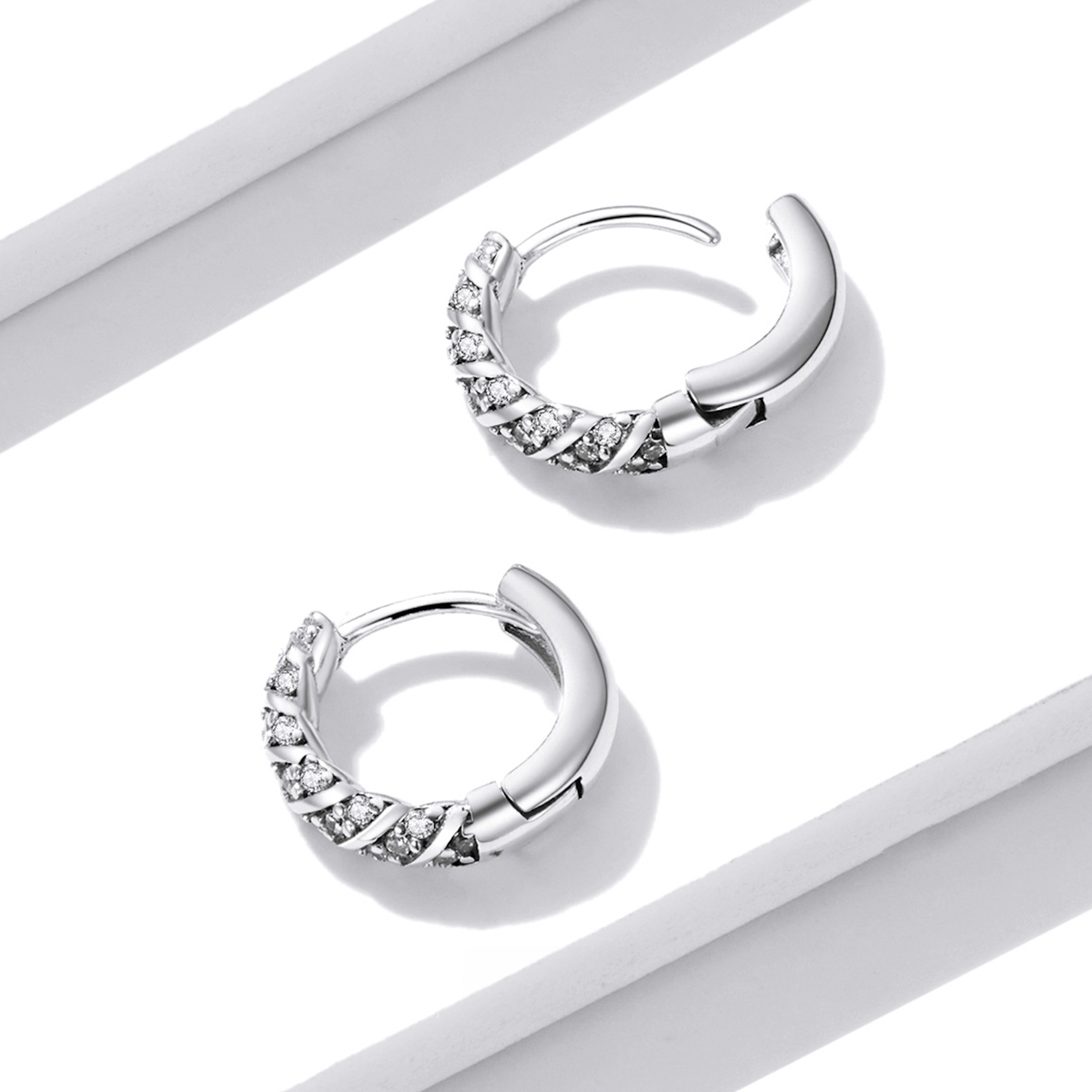 Mini Hoop Cluster Earrings, Sterling Silver