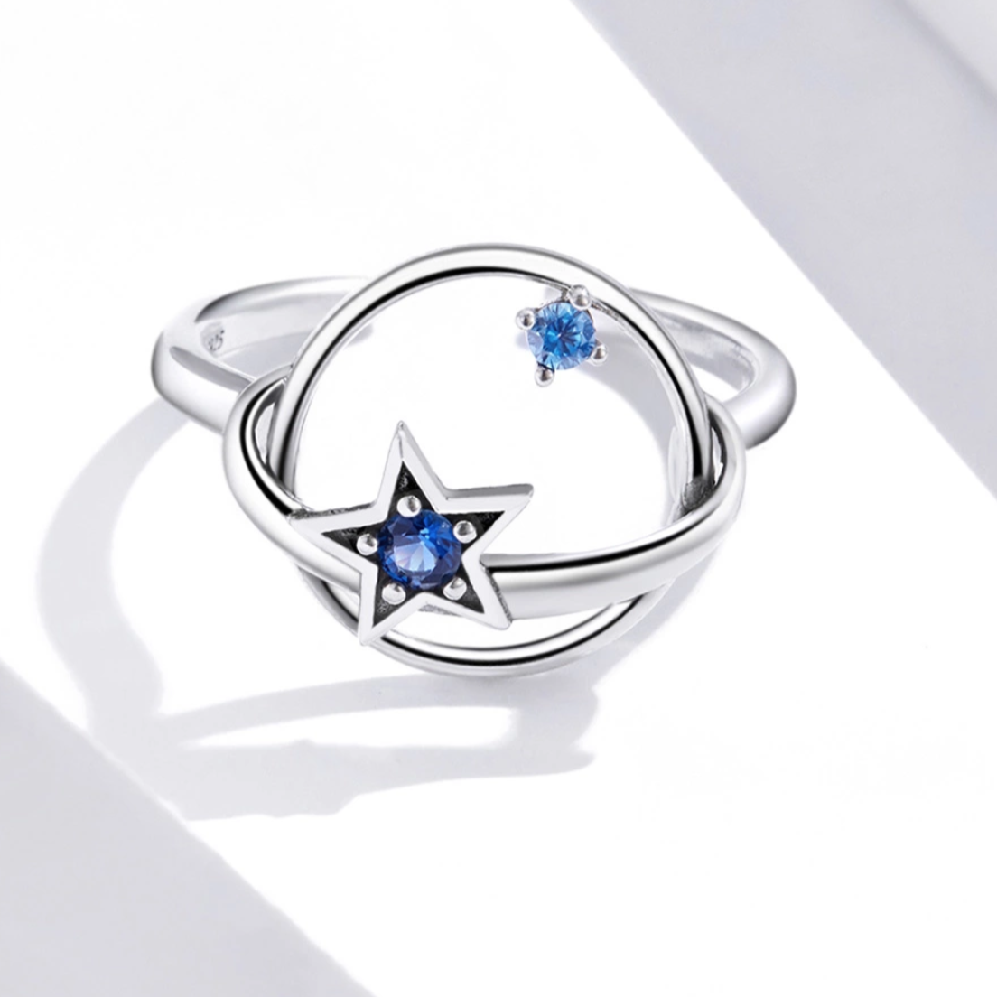 Star And Planet Ring, Sterling Silver