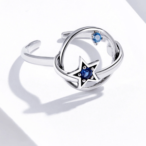 Star And Planet Ring, Sterling Silver