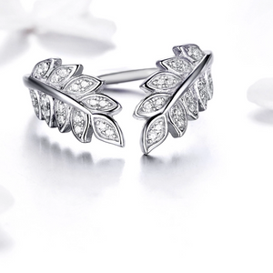 Double Leaf Open Ring, Sterling Silver