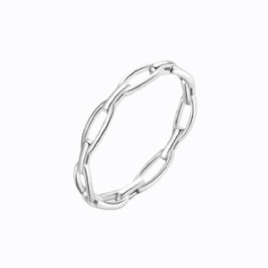 Thin Chain Ring, Sterling Silver