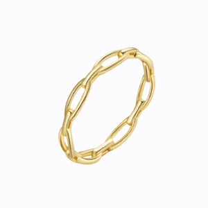 Thin Chain Ring, 18ct Gold Plate