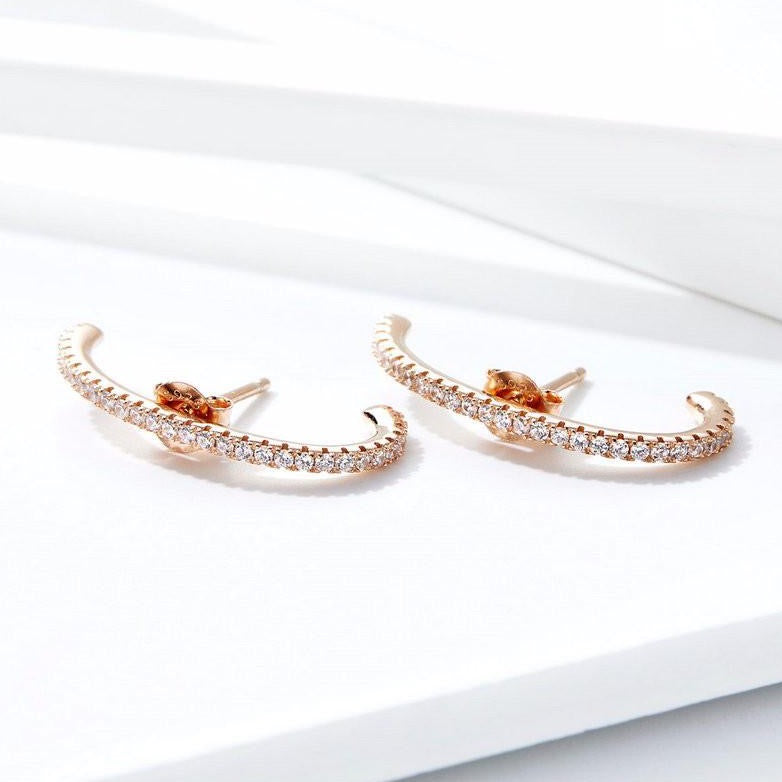 Curved Climber Earrings, Rose Gold