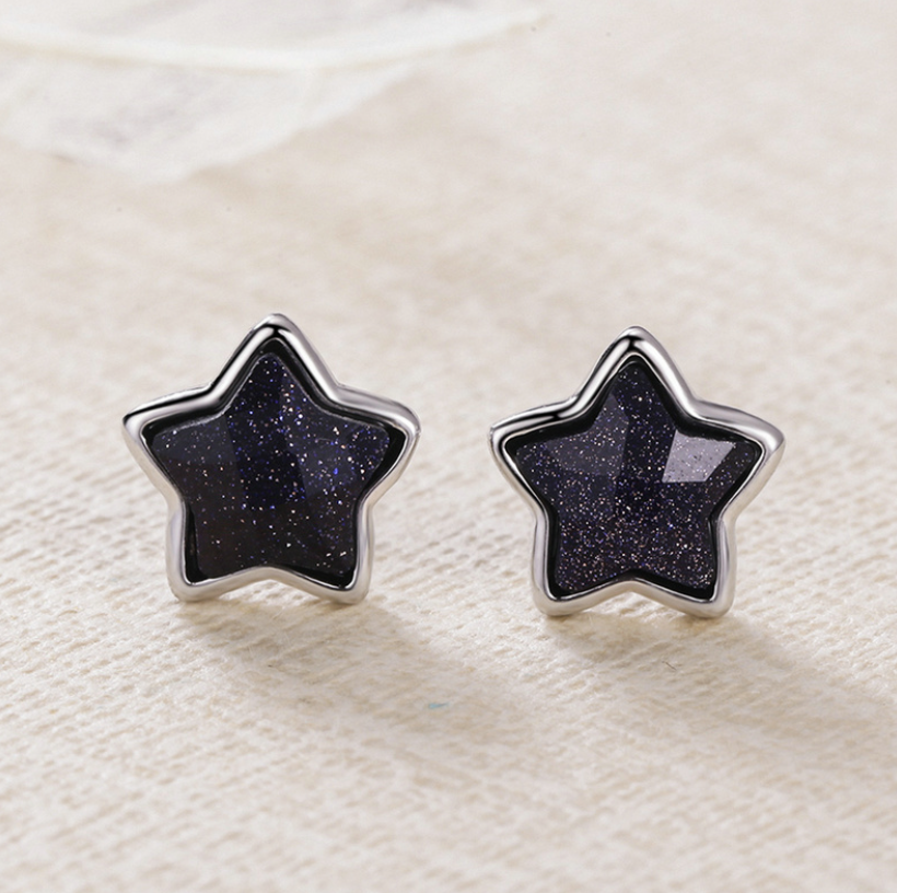Star Stud Earrings, Sterling Silver