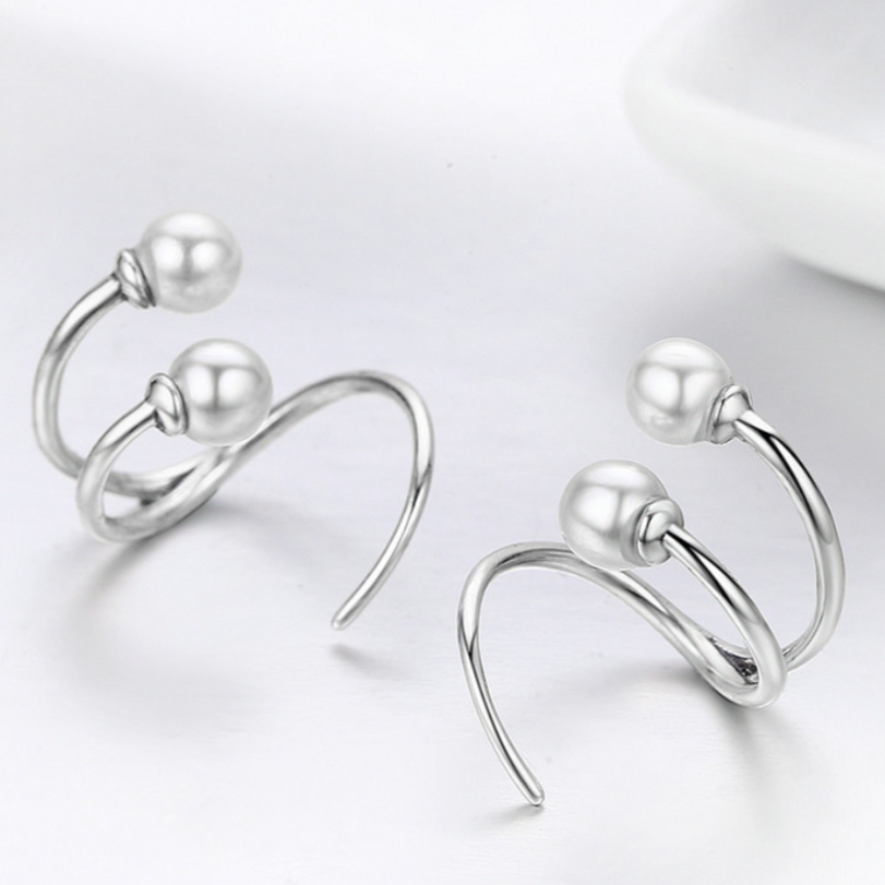 Twisted Pearl Earrings, Sterling Silver
