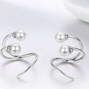 Twisted Pearl Earrings, Sterling Silver