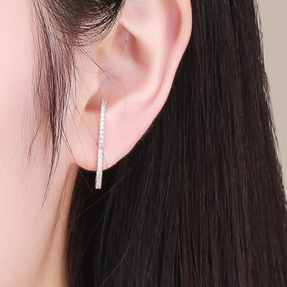 Curved Climber Earrings, Rose Gold