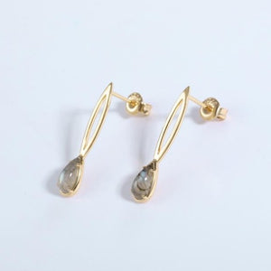 Hanging Raindrop, Earrings, 14ct Gold Plate
