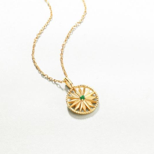 Emerald Star Pendant Necklace, 14ct Gold Plate
