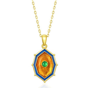 Ablaze Stud Necklace With Amber And Green Agate, 14ct Gold Plate by bella mayford