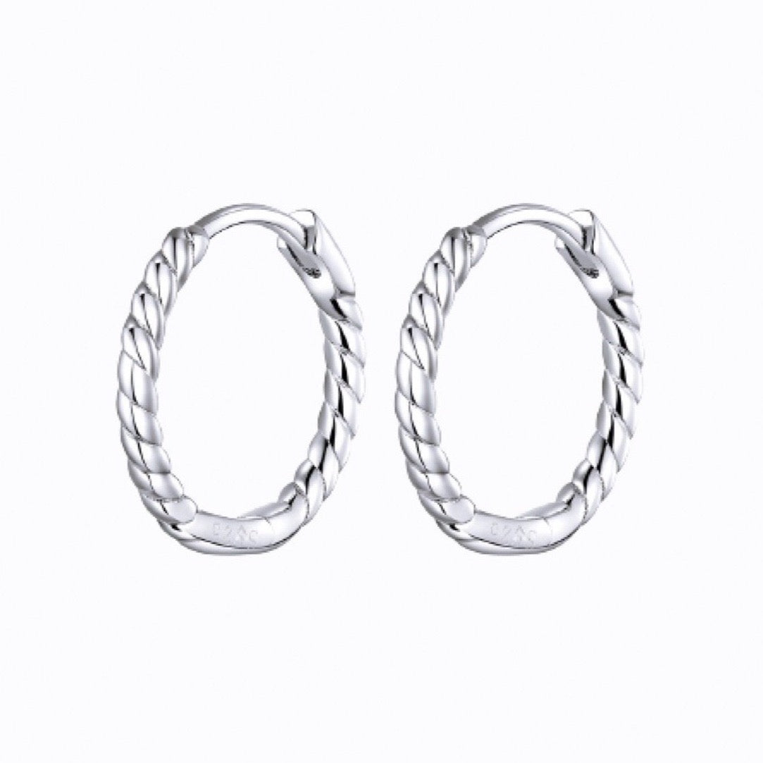 Twisted Mini Hoop Earrings, Sterling Silver