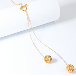 Crystal Ball Lariat Necklace,  14ct Gold Plate