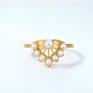 FreshWater Pearl Cluster Ring, 14ct Gold Plate