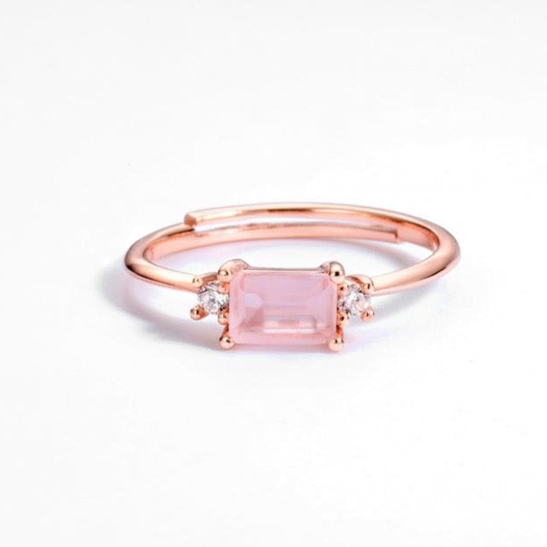 Grace And Pink Stone Ring, 14ct Gold Plate