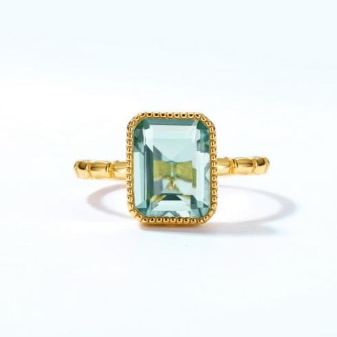 Green Amethyst Ring, 14ct Gold Plate