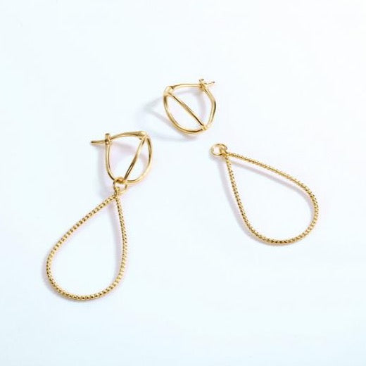 Crossover Double Hoop Earring, 14ct Gold Plate
