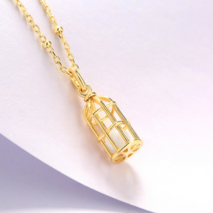 Caged Pearl necklace, 18ct Gold Plate