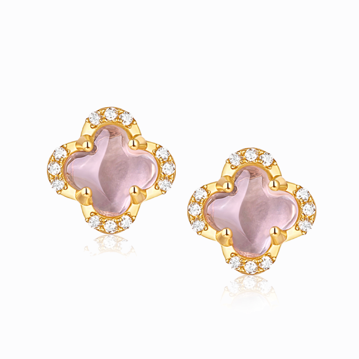 Four Leaf Clover Earrings, 14ct Gold Plate