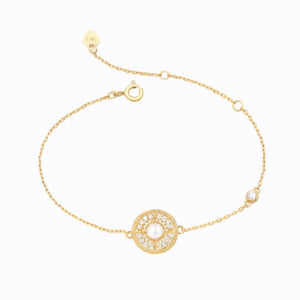 Pearl Halo Bracelet,  14ct Gold Plate