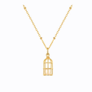 Caged Pearl necklace, 18ct Gold Plate