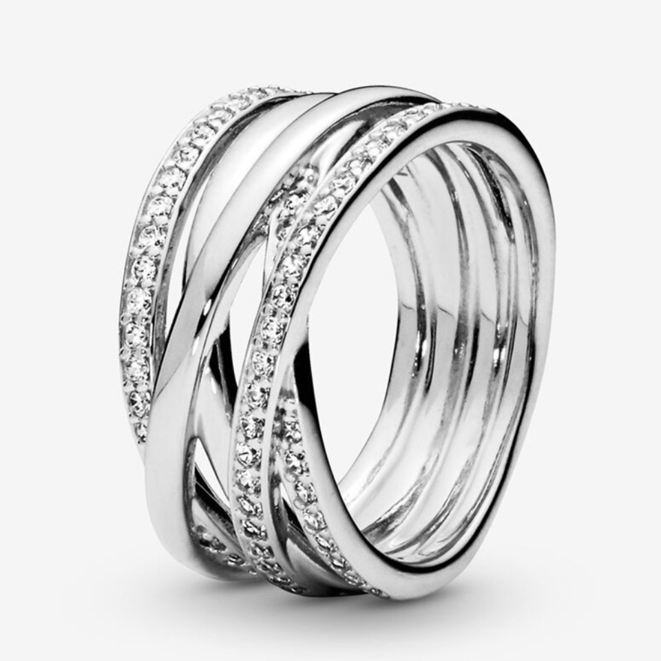 Layered Pavé Ring, Sterling Silver