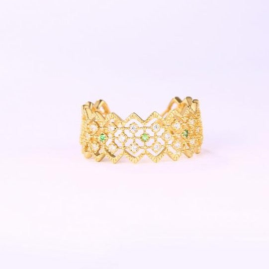 Flowing Wave Cuff Ring, 14ct Gold Plate