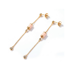 Pink Enamel Drop Earring, 14ct Gold Plate