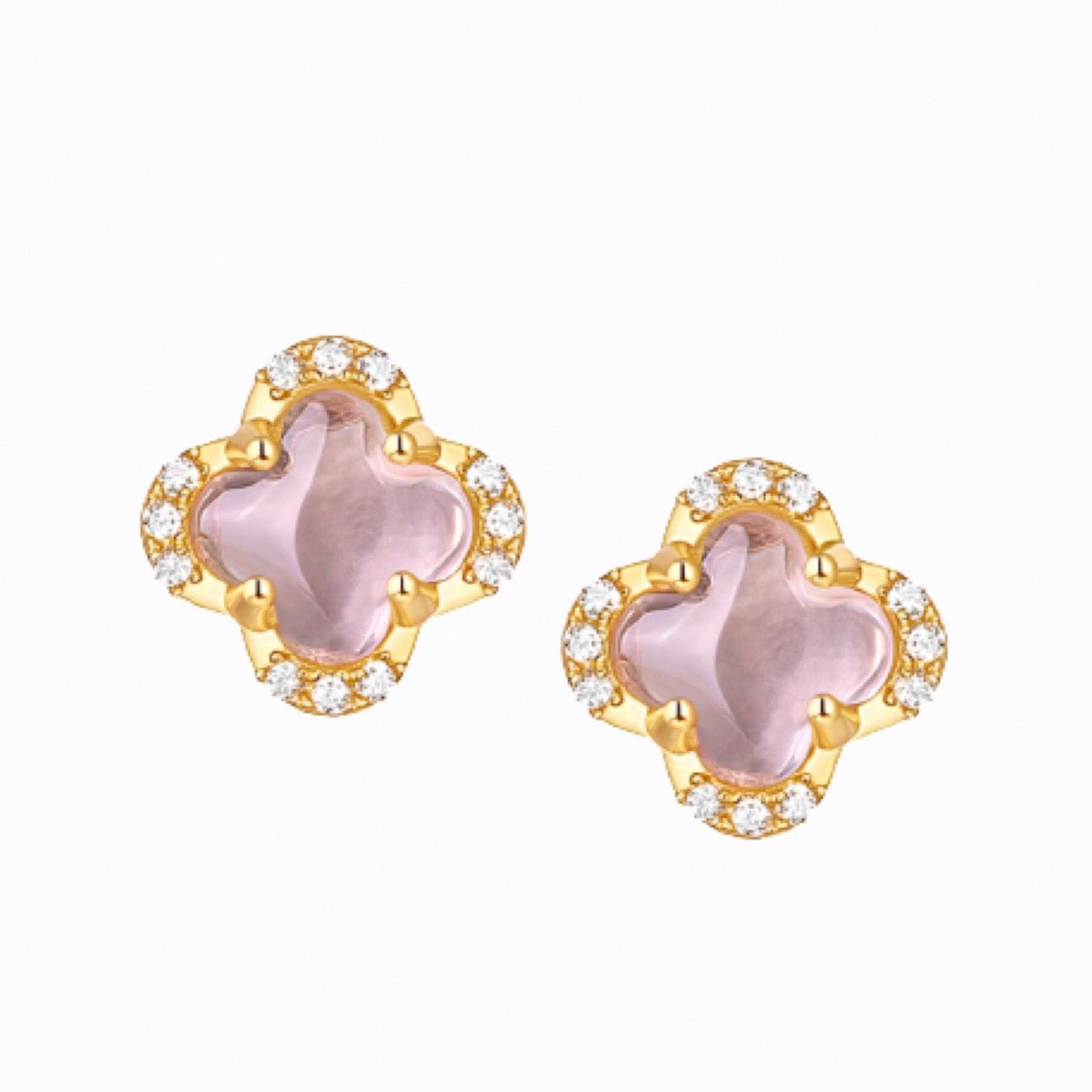 Four Leaf Clover Earrings, 14ct Gold Plate