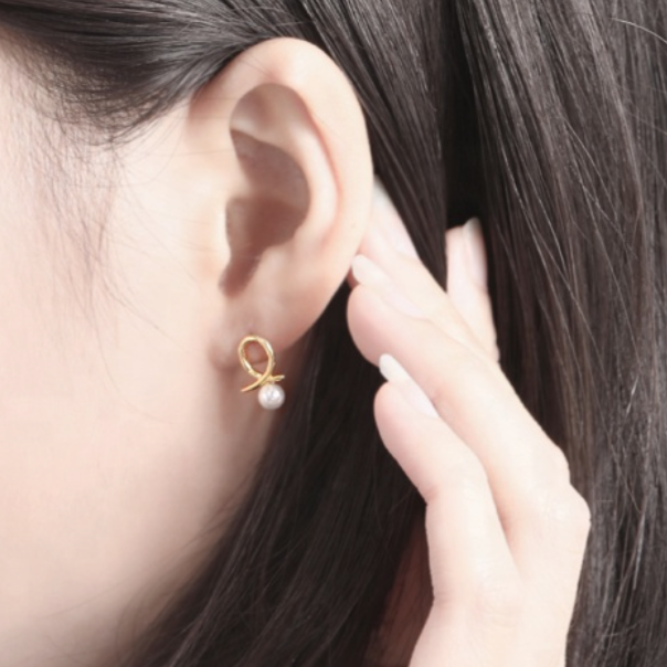 Loop With Pearl Earrings, 14ct Gold Plate