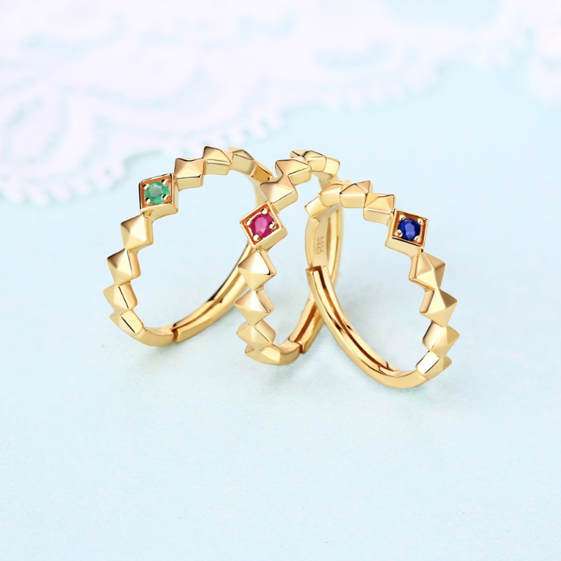 Eternity Stacking Ring With Blue Sapphire, 14ct Gold Plate