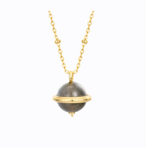 The World Is Yours Labradorite Gemstone Necklace, 14ct Gold Plate