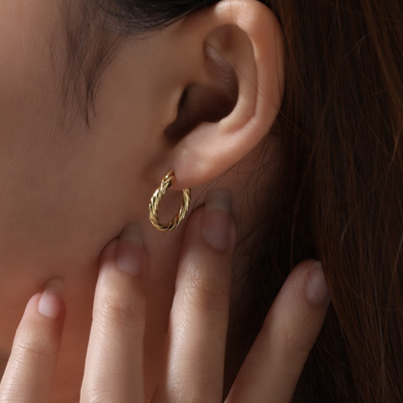 Twisted Hoop Earrings, 14ct Gold Plate