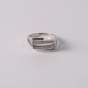Stag Bar Pavé Ring, Sterling Silver