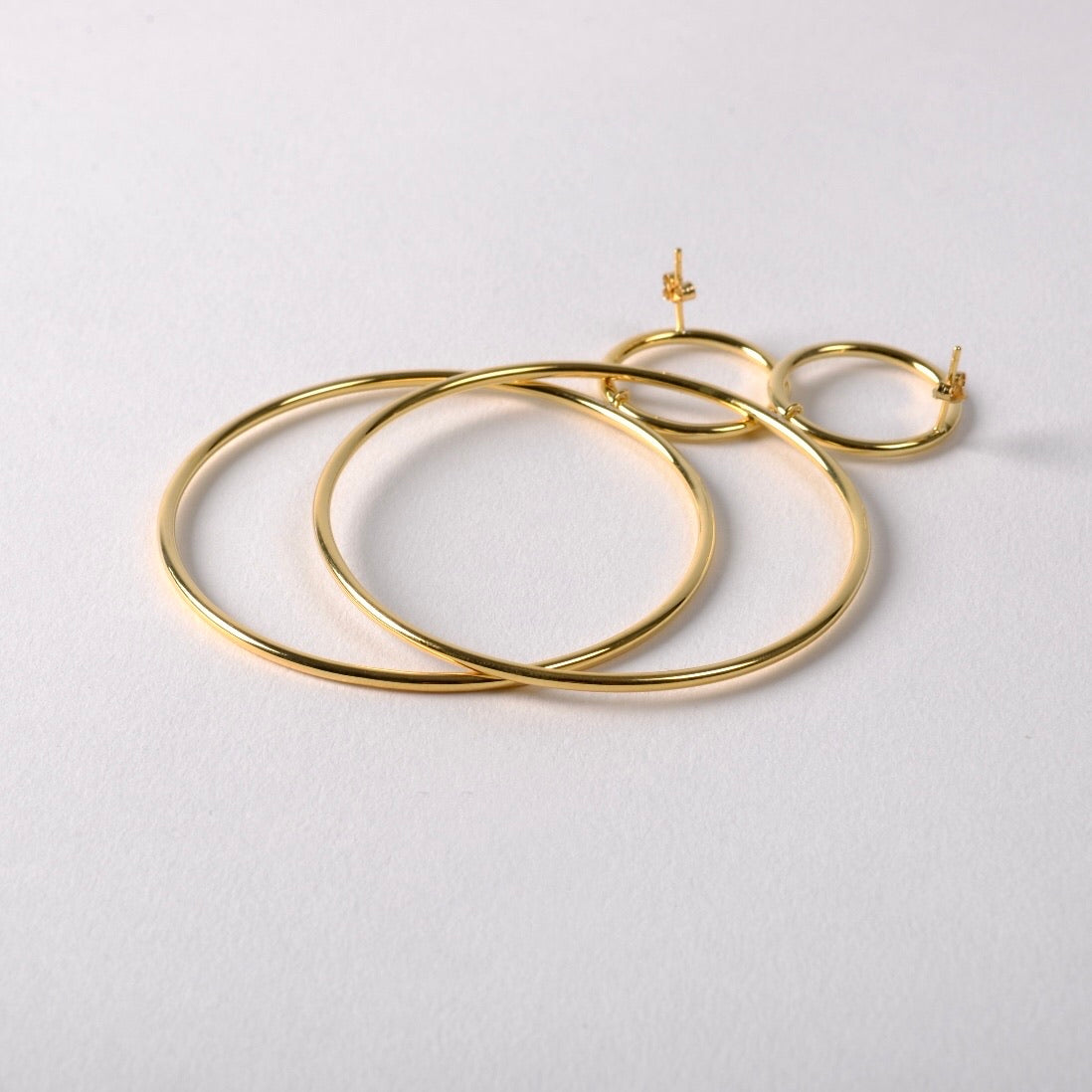 Double Hoop Earrings, 14ct Gold Plate