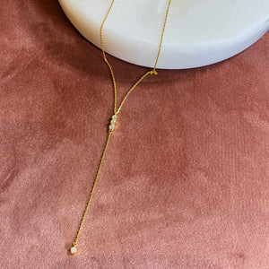 Pavé Lariat Necklace, Gold - Bella Mayford