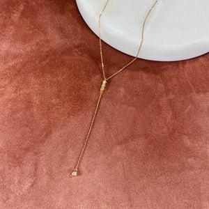 Pave Lariat Necklace, Rose Gold - Bella Mayford