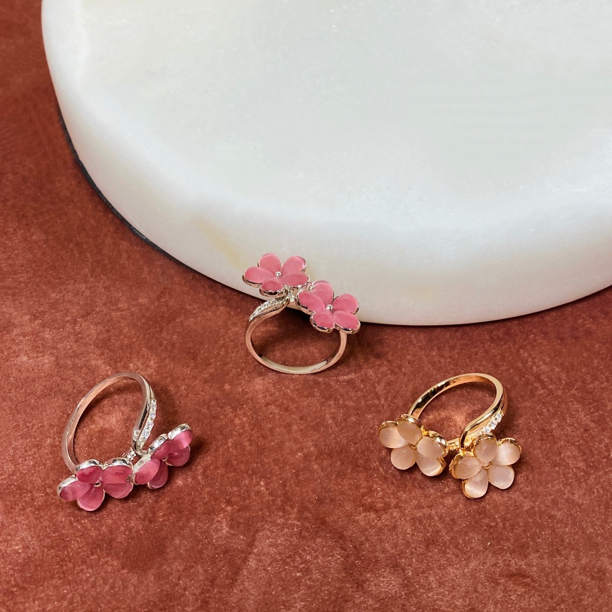 Double Flower Ring, Rose Gold - Bella Mayford
