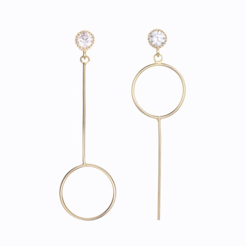Timeless Small Hoop Drop Earrings, 14ct Gold Plate