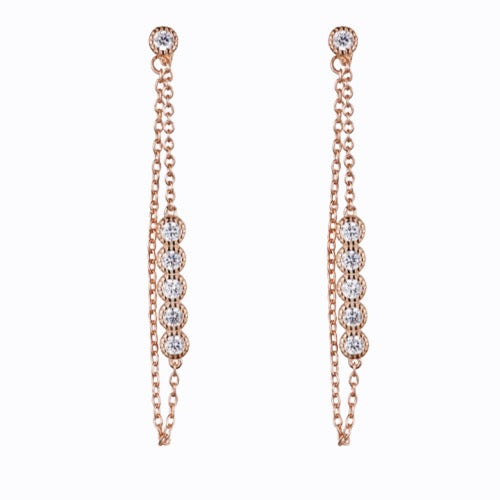 Long Line With Simple Stones, Rose Gold