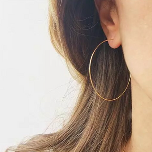 Classic Thin Hoop Earrings, Rose Gold