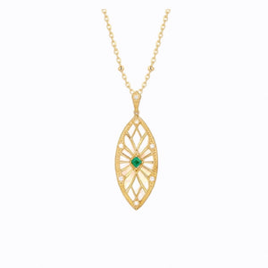 Emerald Eye Pendant Necklace, 14ct Gold Plate