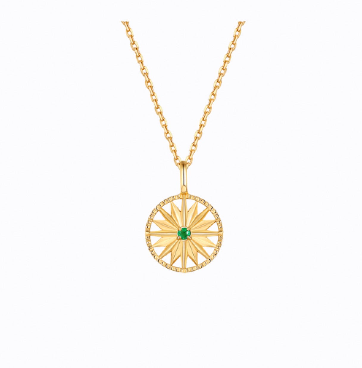 Emerald Star Pendant Necklace, 14ct Gold Plate