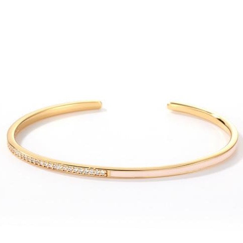 Pink Enamel Stacking Bracelet,  14ct Gold Plate