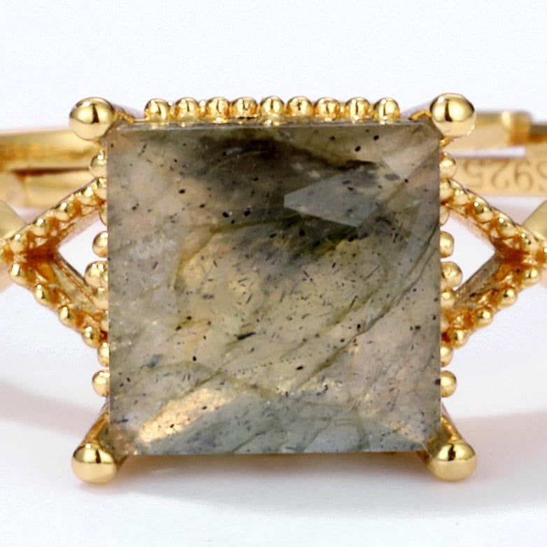 Petra Labradorite Ring, 14ct Gold Plate